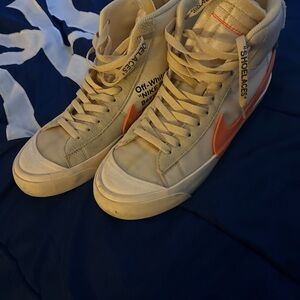 Off-White x Nike Blazer Mid Sneakers - Beige and Orange
